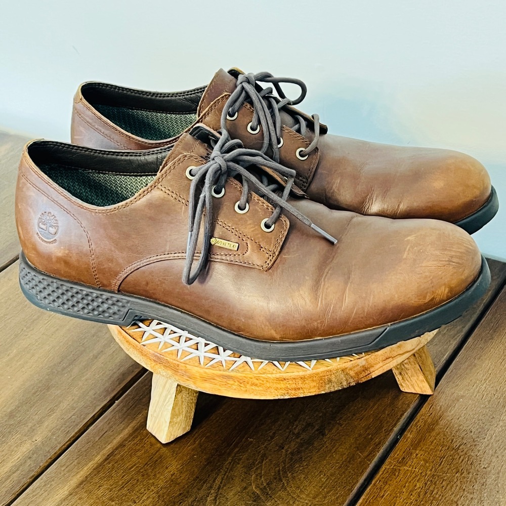 Timberland Aerocore Gore-Tex Brown Leather Oxford Shoes Mens 11.5 A1SNK